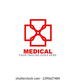 Medical logo design vector template with cross icon