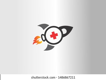 Medical Logo Design Vector Template. Simple modern vector. Rocket medical vector illustration.