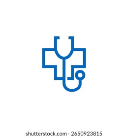 medical logo with doctor stethoscope in flat design style