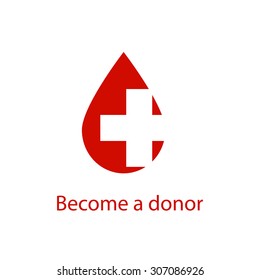 Medical Logo Drop Of Red Blood And The Cross Icon Organ Donor