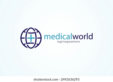 Logo médico, Globo con cruz médica en el interior, elemento de Plantilla de diseño de logotipo cruzado, Ilustración vectorial