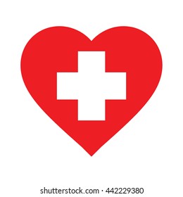 Medical Logo in heart. Vector illustration.