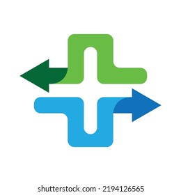 medical logo icon vector design template with cross and arrow