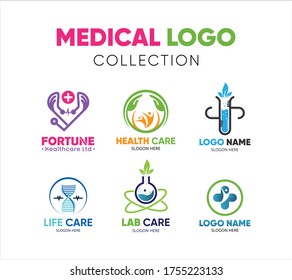 Medical logo icons set. Icons for medicine, healthcare, pharmacy, veterinarian, dentist. Easy editable for Your Brand and Business