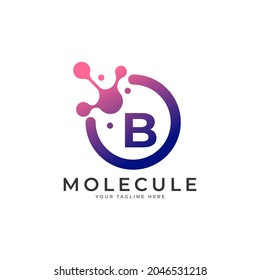 Medical Logo. Initial Letter B Molecule Logo Design Template Element.