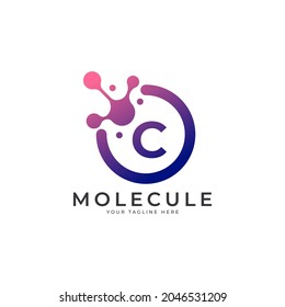 Medical Logo. Initial Letter C Molecule Logo Design Template Element.
