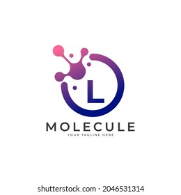 Medical Logo. Initial Letter L Molecule Logo Design Template Element.