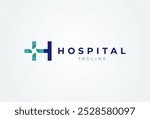 Medical logo, letter H with medical cross combination, cross logo design template element, vector illustration