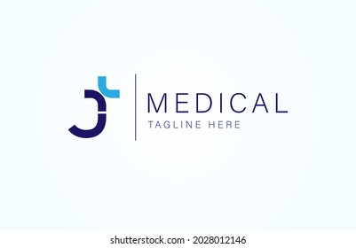 Medical logo. letter J with medical cross icon combination, cross logo design template  element, vector illustration