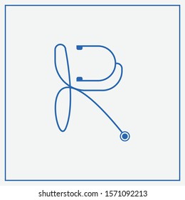 medical logo letter R - stethoscope letter logo - vector 