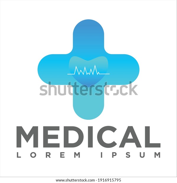 Medical\
Logo- love and plus icon vector\
illustration