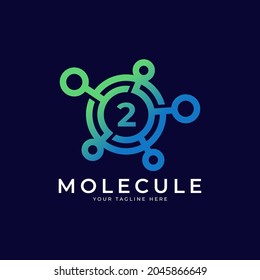 Medical Logo. Number 2 Molecule Logo Design Template Element.