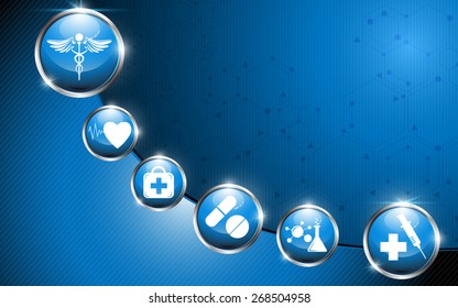 medical logo on glossy circle abstract background