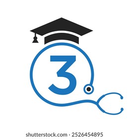 Logotipo Médico Na Carta 3 com Ícone Estetoscópio. Símbolo do médico e logotipo de assistência médica
