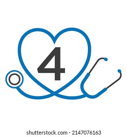 Medical Logo on Letter 4 Template. Doctors Logo with Stethoscope Sign Vector