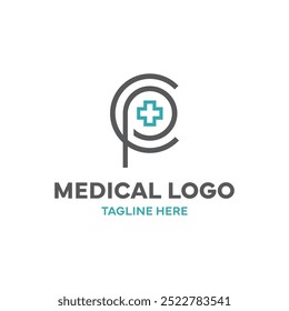 Logotipo médico pc cp monograma cruz