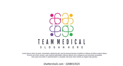 Medical Logo With People Connection Line Art Design