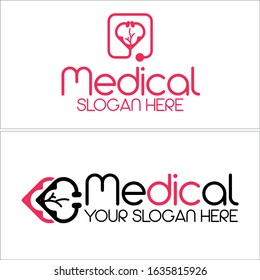 Medical logo with pink black stethoscope heartbeat line art vector symbol icon suitable for pharmaceutical software cardiology clinic doctor