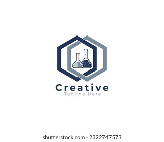 Medical logo , polygon logo with tow conical equipment inside, abstract scientific medical logo vector eps file