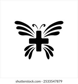 medical logo silhouette with butterfly wings