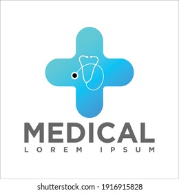 Medical Logo- Skyblue color plus icon vector illustration