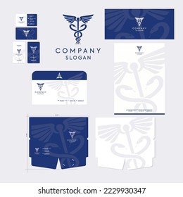 Medical logo snake, Stationery Design, Logo Design, Business Card Design, Brand Identity, Business Logo, letterhead, Envelop, File folder Design, Vector ,