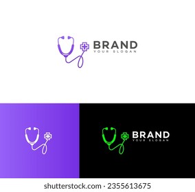  medical logo with stethoscope Design Template Vector icon