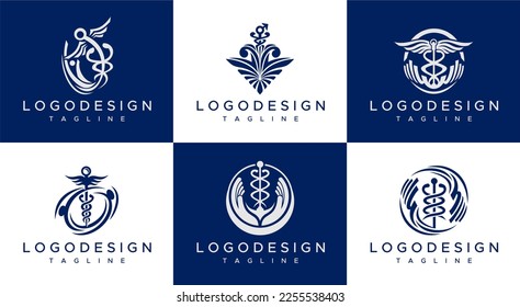 Medical logo symbol design set. Pharmacy logo design collection.