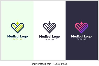 Medical logo template, medical heart logo