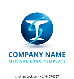 Medical logo template for medicine center, pharmacy, hospital with popular symbol of medicine - snake and bowl of hygieia - modern vector emblem