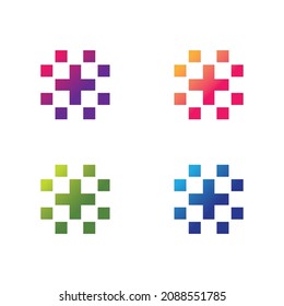 Diseño de conjunto de iconos vectores de plantilla de logotipo médico