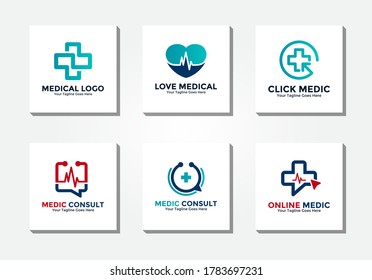 Medical logo vector collection for healthcare. Medical consulting logo design template.