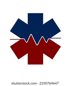 Logotipo médico Símbolo vetorial azul Estrela da Vida 