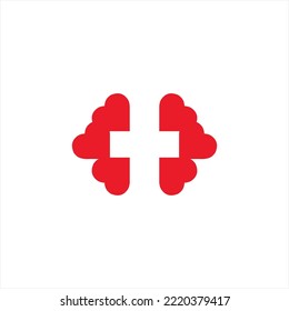Medical logos. Vector plus logo design with clouds of heart elements.