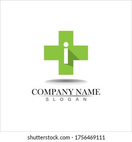 Medical logotype. Pharmacy colored plus cross in a soft shape. Tests, pharmaceutical sign with cardio scheme. Help and health care symbol. Branding identity with cross shape elements.
