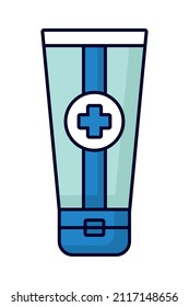 medical lotion bottle on white background