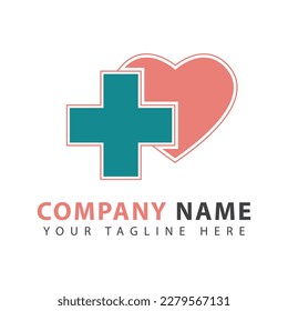 Medical love logo design template. Health care, Hospital and Clinic sign.