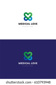 Medical love logo template.