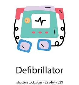 Medical machine, hand drawn icon of defibrillator