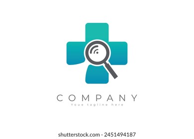Medical Magnifying Glass Wifi Logo Vector Design Template. Symbol Medical Magnifying Glass Wifi Health Design