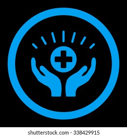 Medical Maintenance vector icon. Style is flat rounded symbol, blue color, rounded angles, black background.