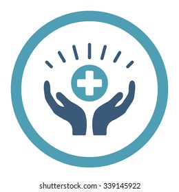 Medical Maintenance vector icon. Style is bicolor flat rounded symbol, cyan and blue colors, rounded angles, white background.