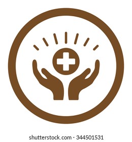 Medical Maintenance vector icon. Style is flat rounded symbol, brown color, rounded angles, white background.