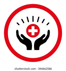 Medical Maintenance vector icon. Style is bicolor flat rounded symbol, intensive red and black colors, rounded angles, white background.