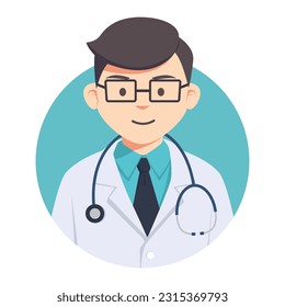 Medical male doctor with a stethoscop cute character design flat style, suitable for international doctor day