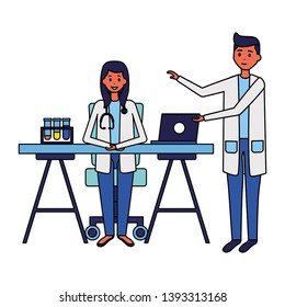 medical man and woman office