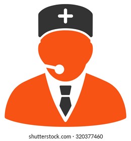 Medical Manager vector icon. Style is bicolor flat symbol, orange and gray colors, rounded angles, white background.