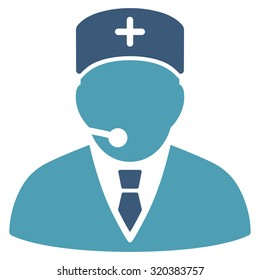 Medical Manager vector icon. Style is bicolor flat symbol, cyan and blue colors, rounded angles, white background.