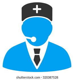 Medical Manager vector icon. Style is bicolor flat symbol, blue and gray colors, rounded angles, white background.