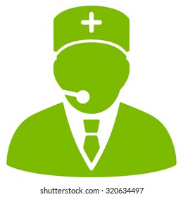 Medical Manager vector icon. Style is flat symbol, eco green color, rounded angles, white background.